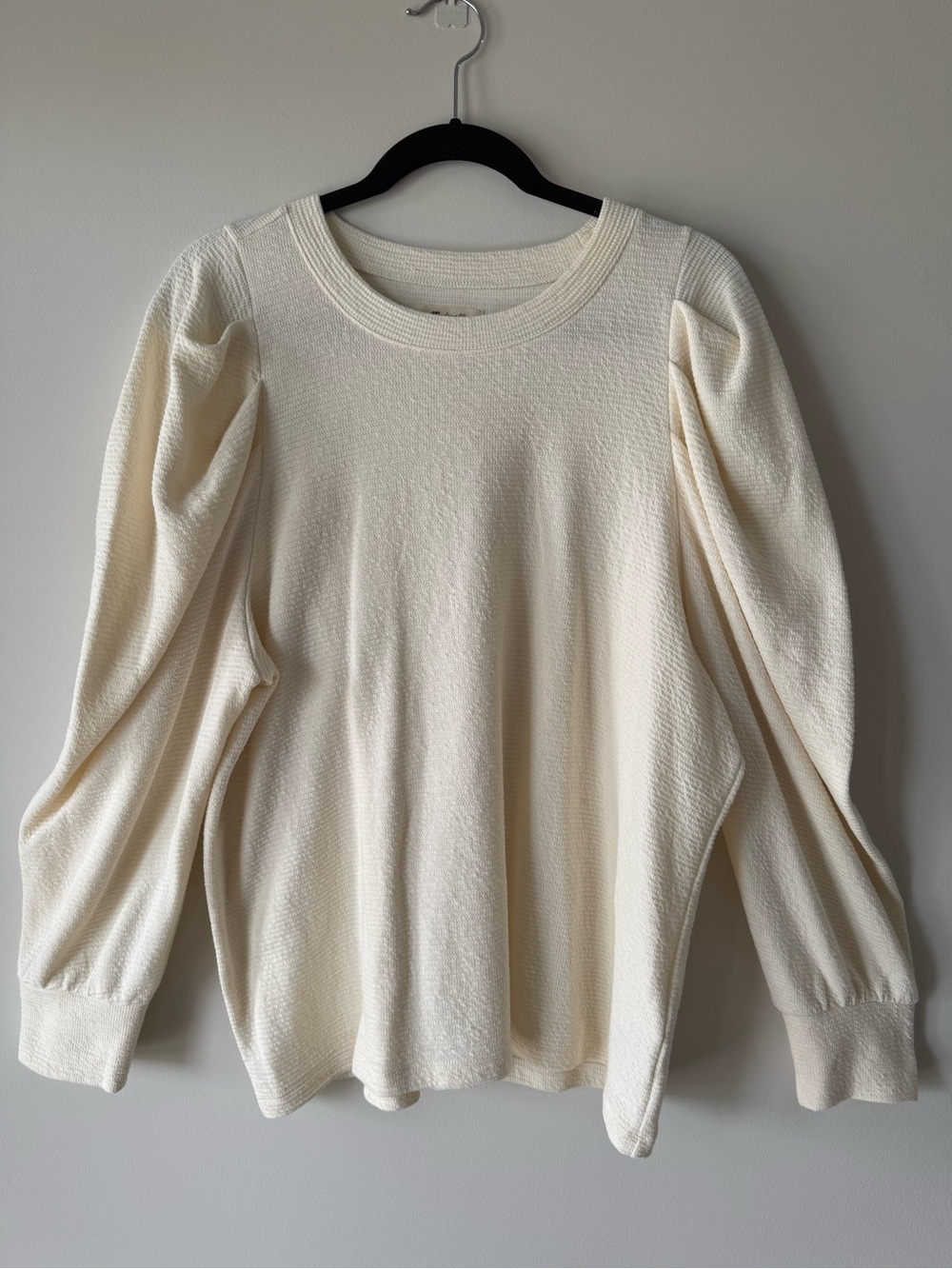 Madewell Cream Textured Crewneck Sweater